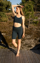 Load image into Gallery viewer, Organic Bamboo Lycra dk Teal Yoga shorts