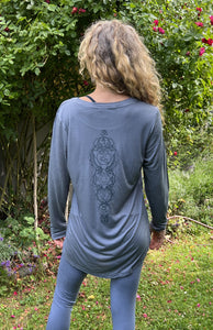 Organic Bamboo girls L/S t-shirt : Chakra Stone/ DK Teal