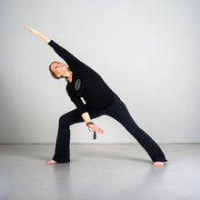 Load image into Gallery viewer, Black Cotton Lycra Flare Pants