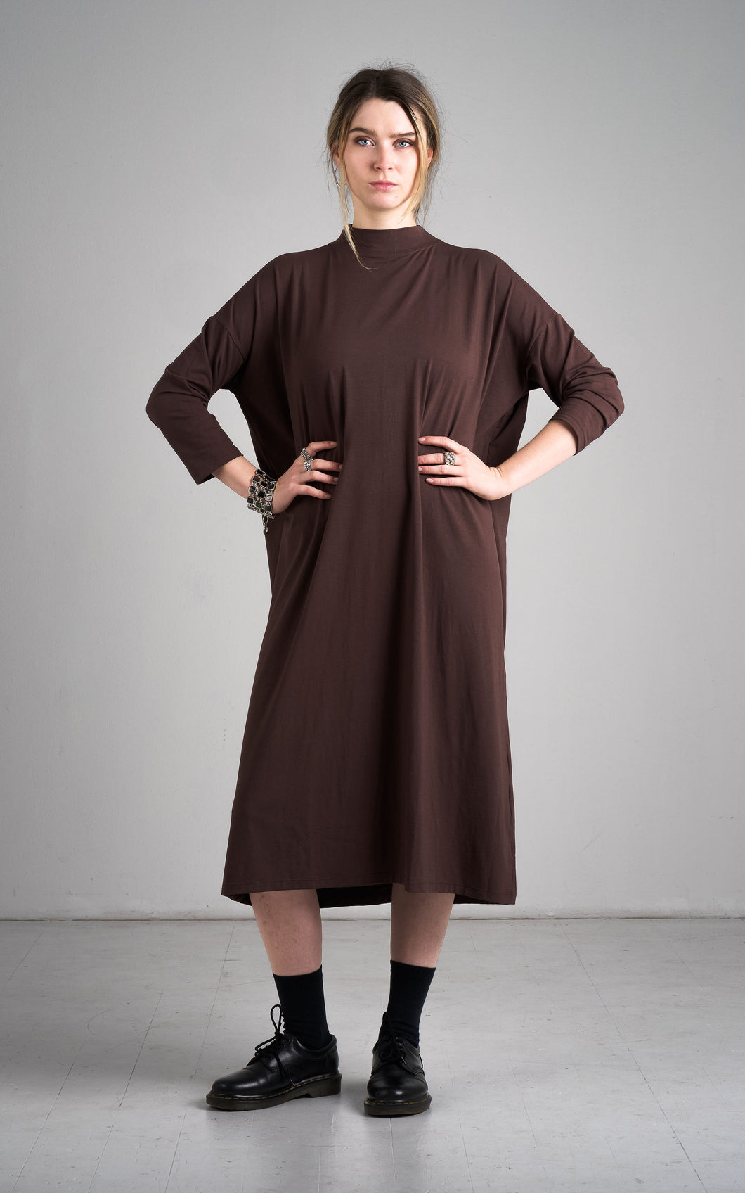 Turtle neck dress chocolate