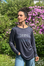 Load image into Gallery viewer, Organic Bamboo girls L/S t-shirt : Here. Now. Outer Space/Outer Space