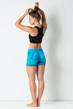 Load image into Gallery viewer, Thin lycra Turqoise Star yoga shorts