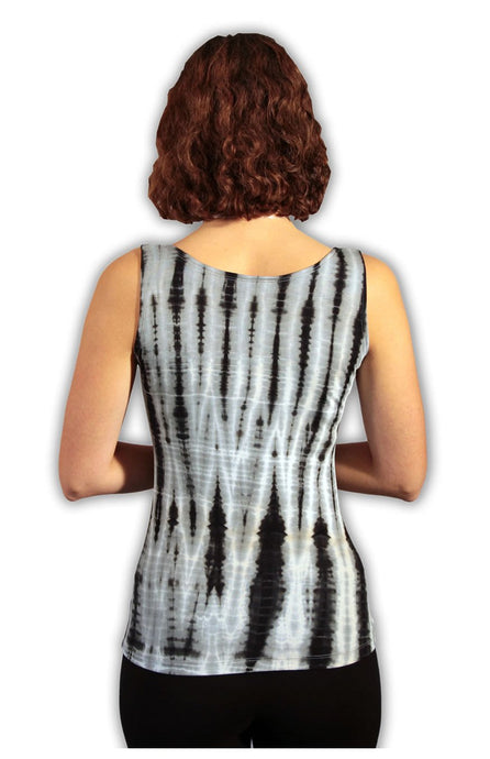 Black/ Grey Net Tie Dye Viscose/ Lycra Top