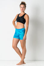 Load image into Gallery viewer, Thin lycra Turqoise Star yoga shorts