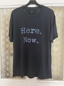 Organic Bamboo t-shirt : Here. Now print, Outer Space/Stone