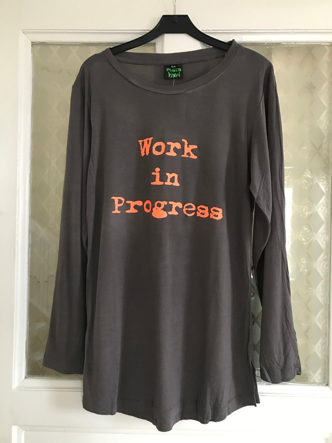 Organic Bamboo girls L/S t-shirt : Work in Progress Rabbit/ Orange