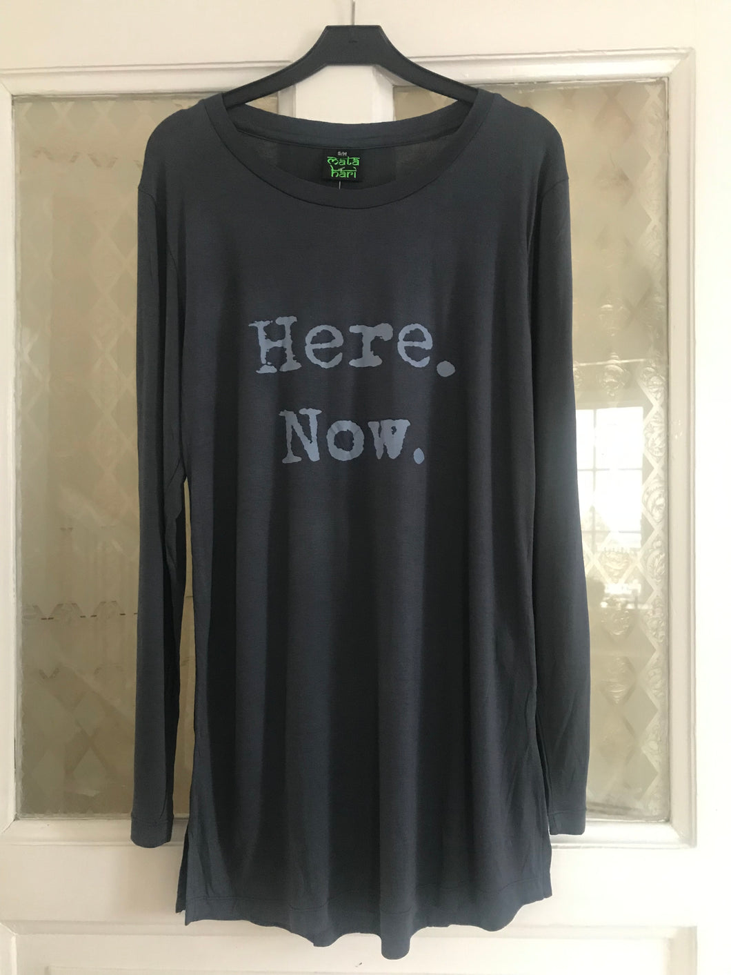 Organic Bamboo girls L/S t-shirt : Here.Now. Outer Space/ Stone