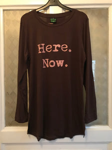 Bamboo girls L/S t-shirt : Here.Now Chocolate/ Rose