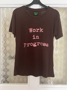 Organic Bamboo girls t-shirt : Work in Progress Chocolate/Rose