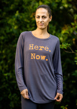 Load image into Gallery viewer, Organic Bamboo girls L/S t-shirt : Here. Now. Rabbit/ Orange